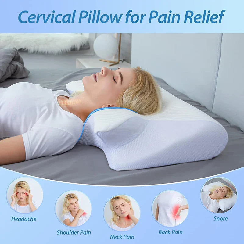 Memory Foam Cervical Pillow: 2-in-1 Ergonomic Contour Support for Neck Pain Relief