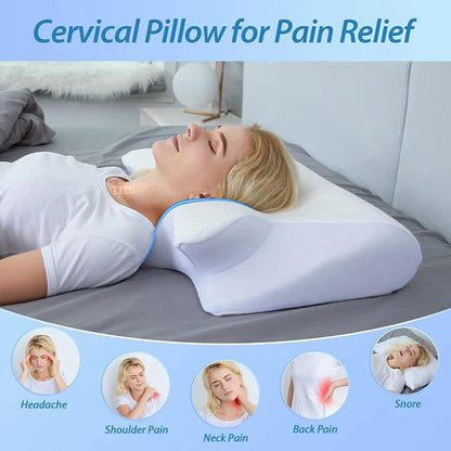 Memory Foam Cervical Pillow: 2-in-1 Ergonomic Contour Support for Neck Pain Relief